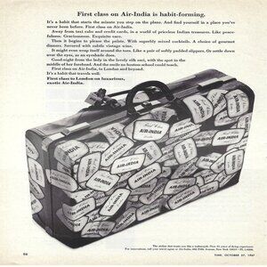1967 Air-India Is Habit-Forming First Class Vintage Magazine Print Ad/Poster